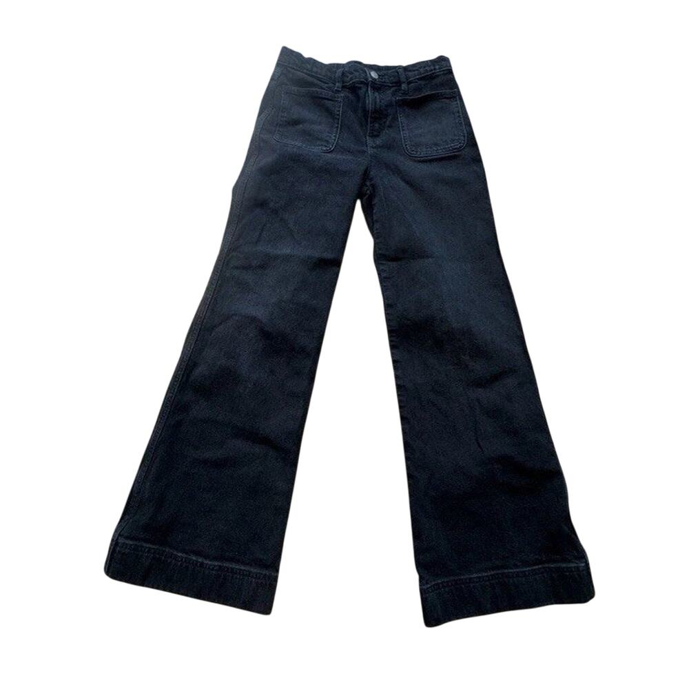 J Crew Crewcuts Girls Sz 14 Wide Leg Jeans Washed Black Denim, Adjustable Waist